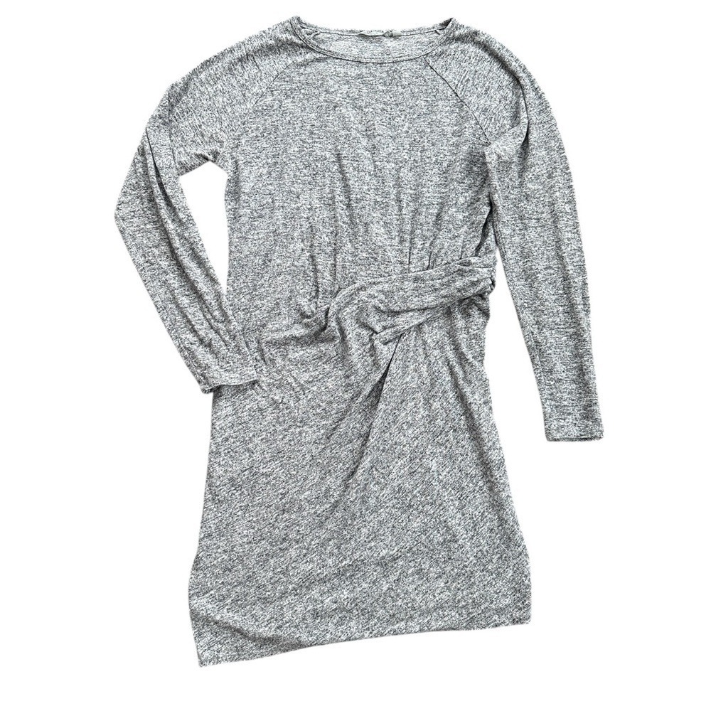 Athleta Twist Front Dress Women S Gray Space Dye Long Sleeve Excellent Draped